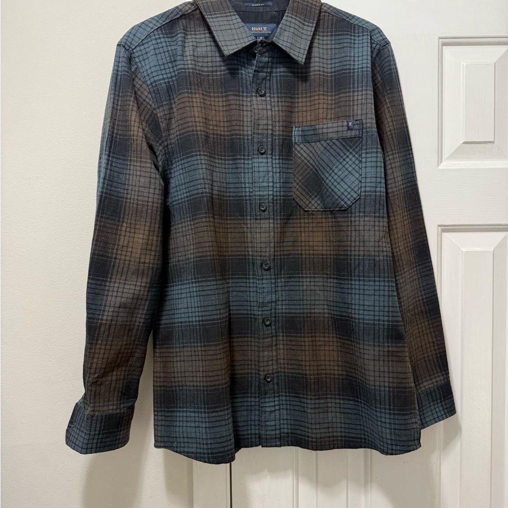 Roark Men's Plaid Casual Button Down Shirt - Black and Brown